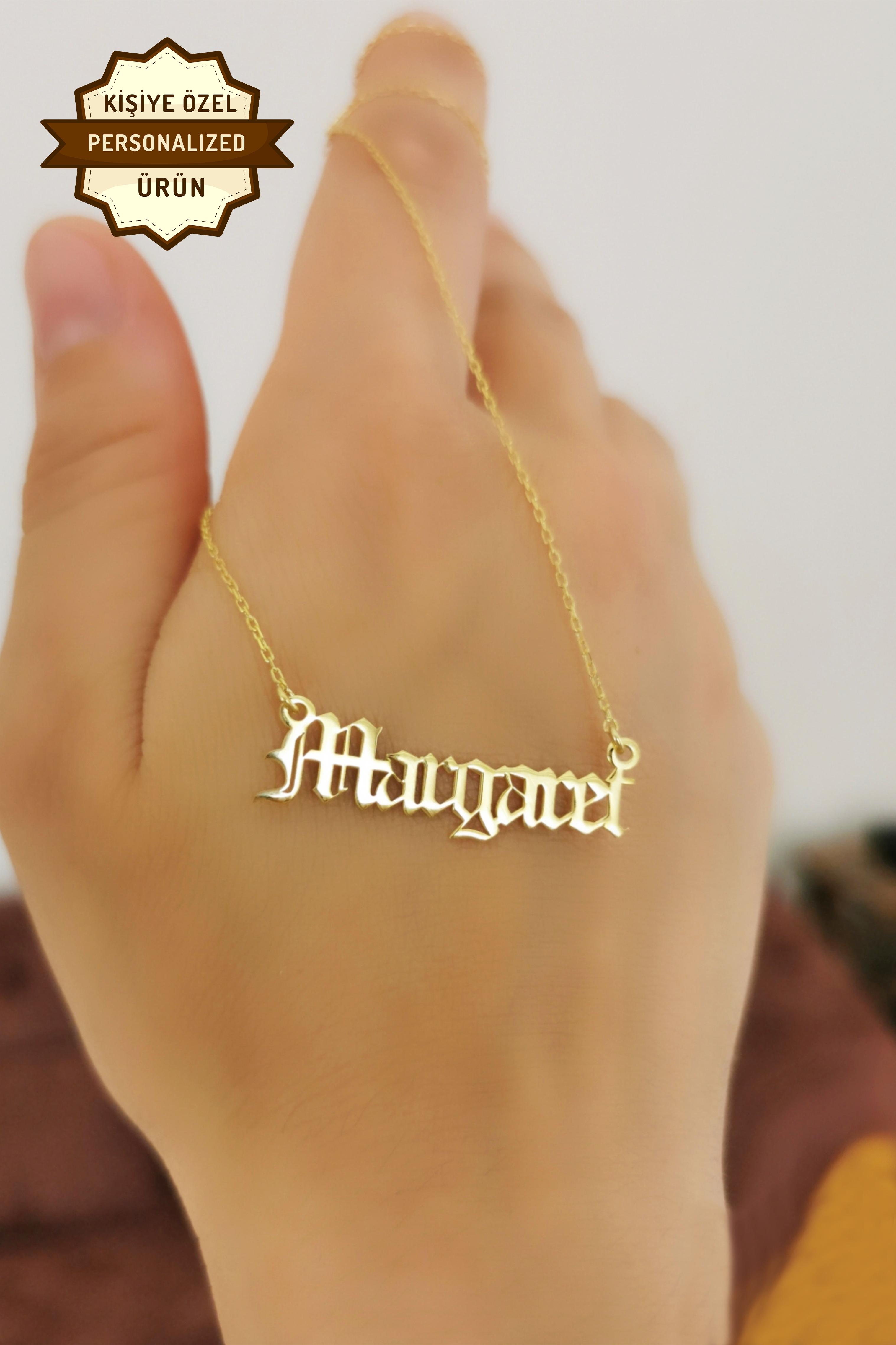 Personalized Gothic Font Name Necklace