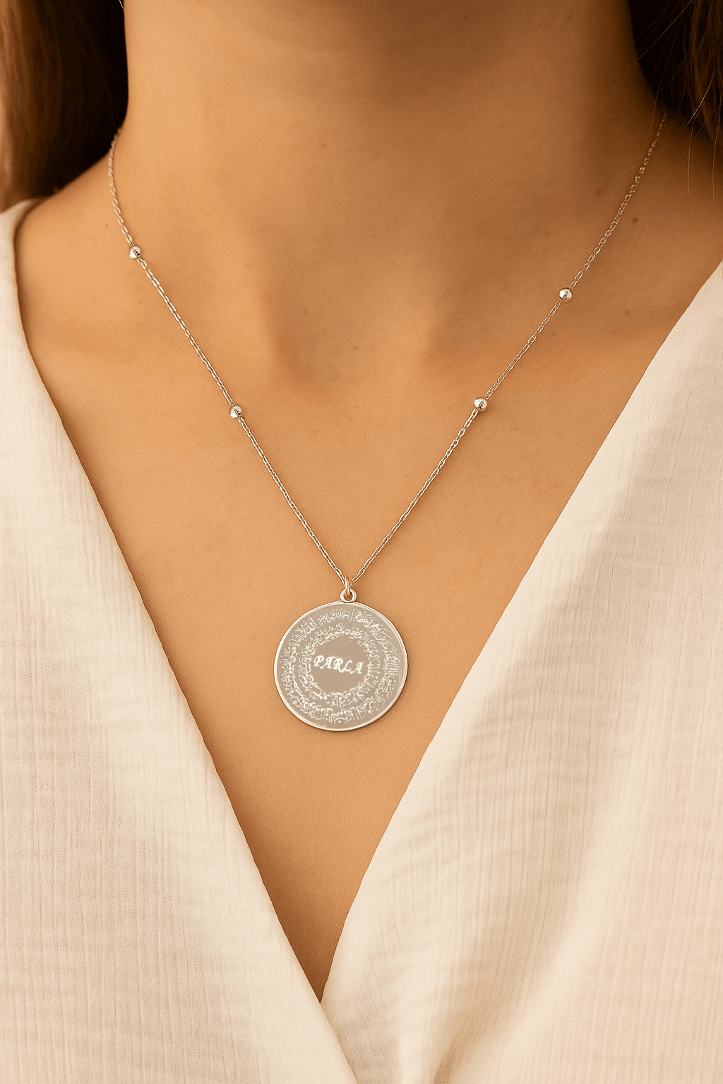 925 Silver Double Sided Ayat al Kursi Protection Necklace