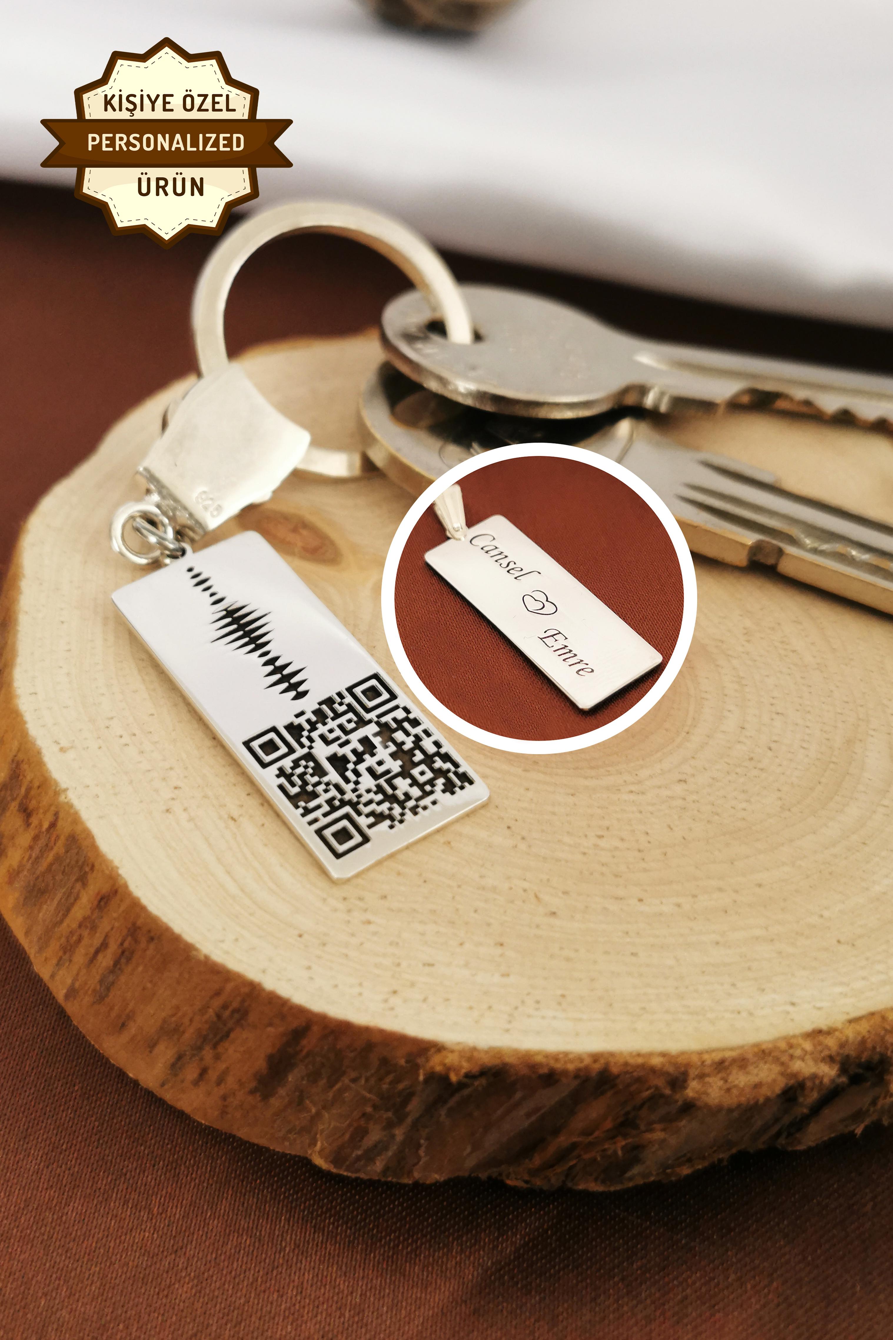 Sterling Silver Memorial QR Code Keychain