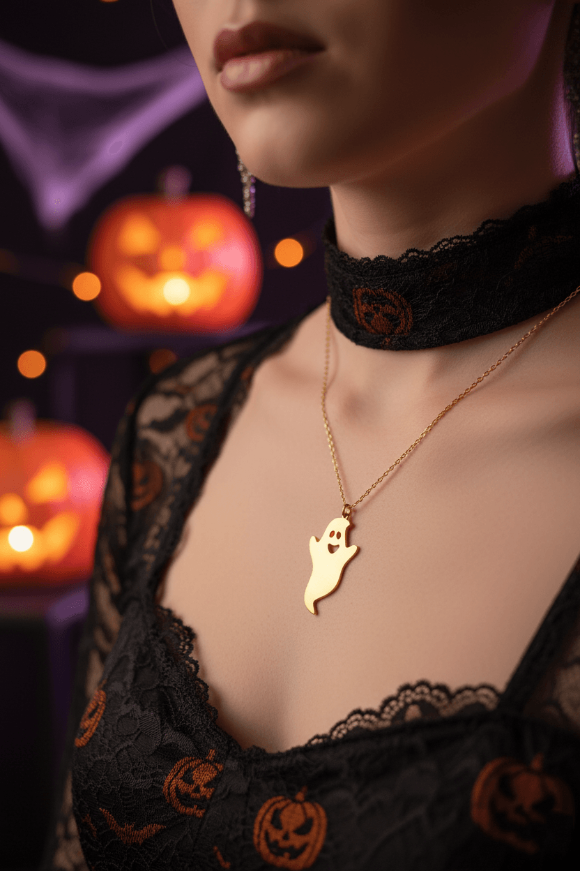 Personalized Cute Ghost Silver Necklace