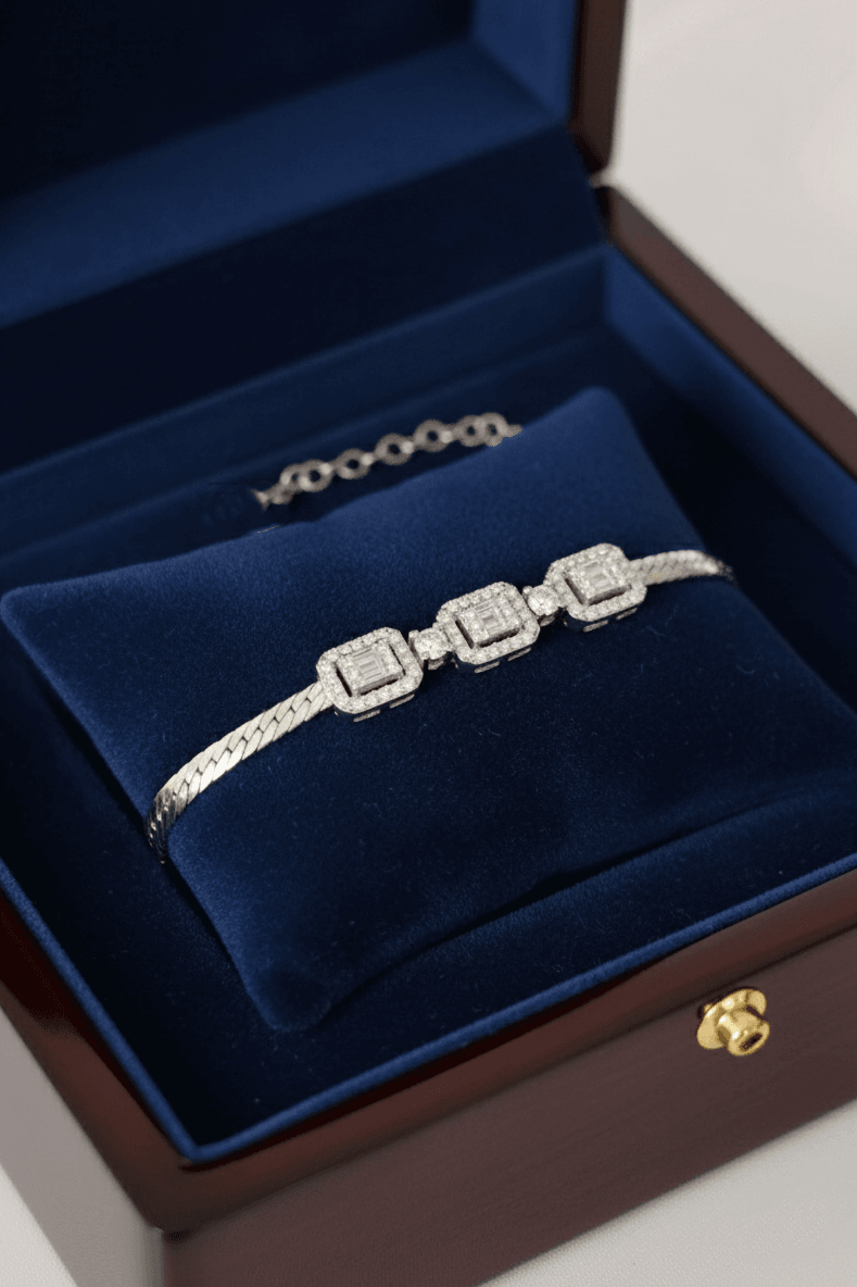 Triple Baguette Snake Chain Bracelet