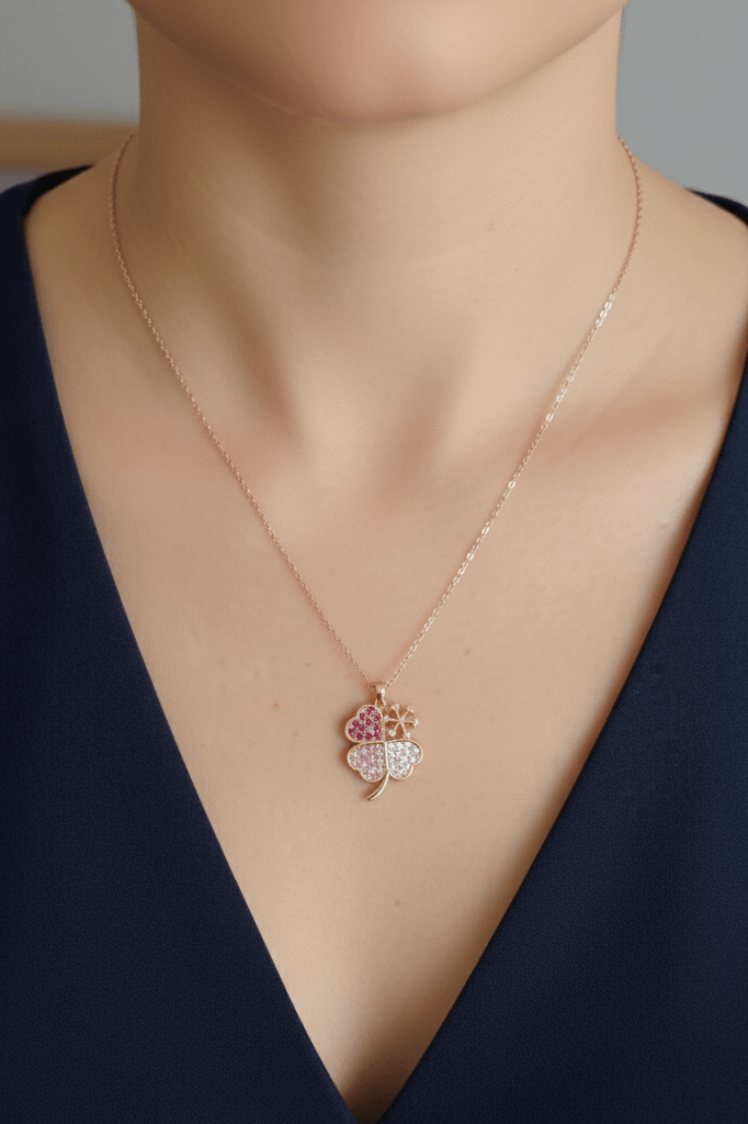 Silver Clover & Snowflake Micro Pave CZ Necklace