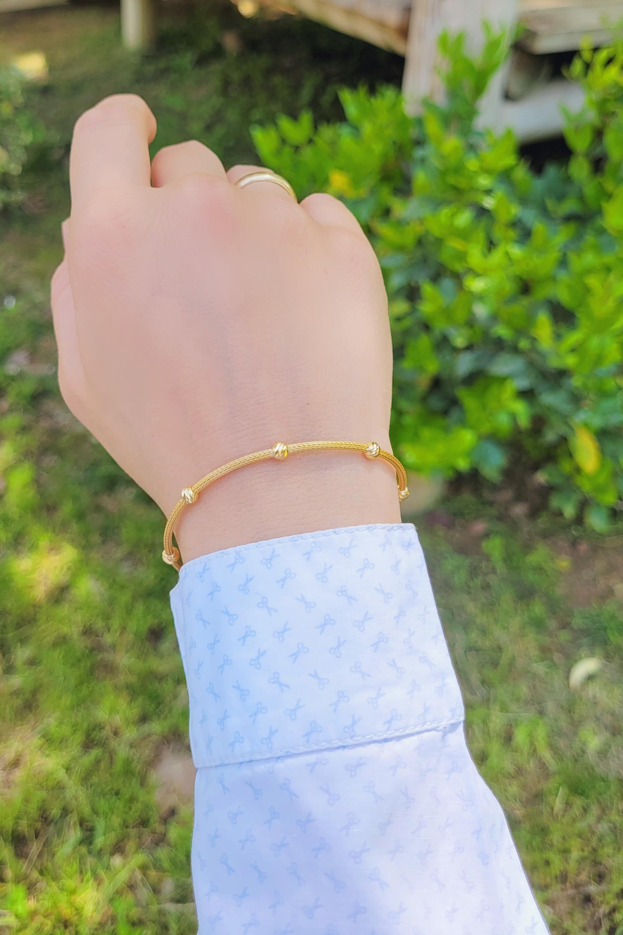 Sterling Silver Beaded Thin Chain Dorica Bracelet
