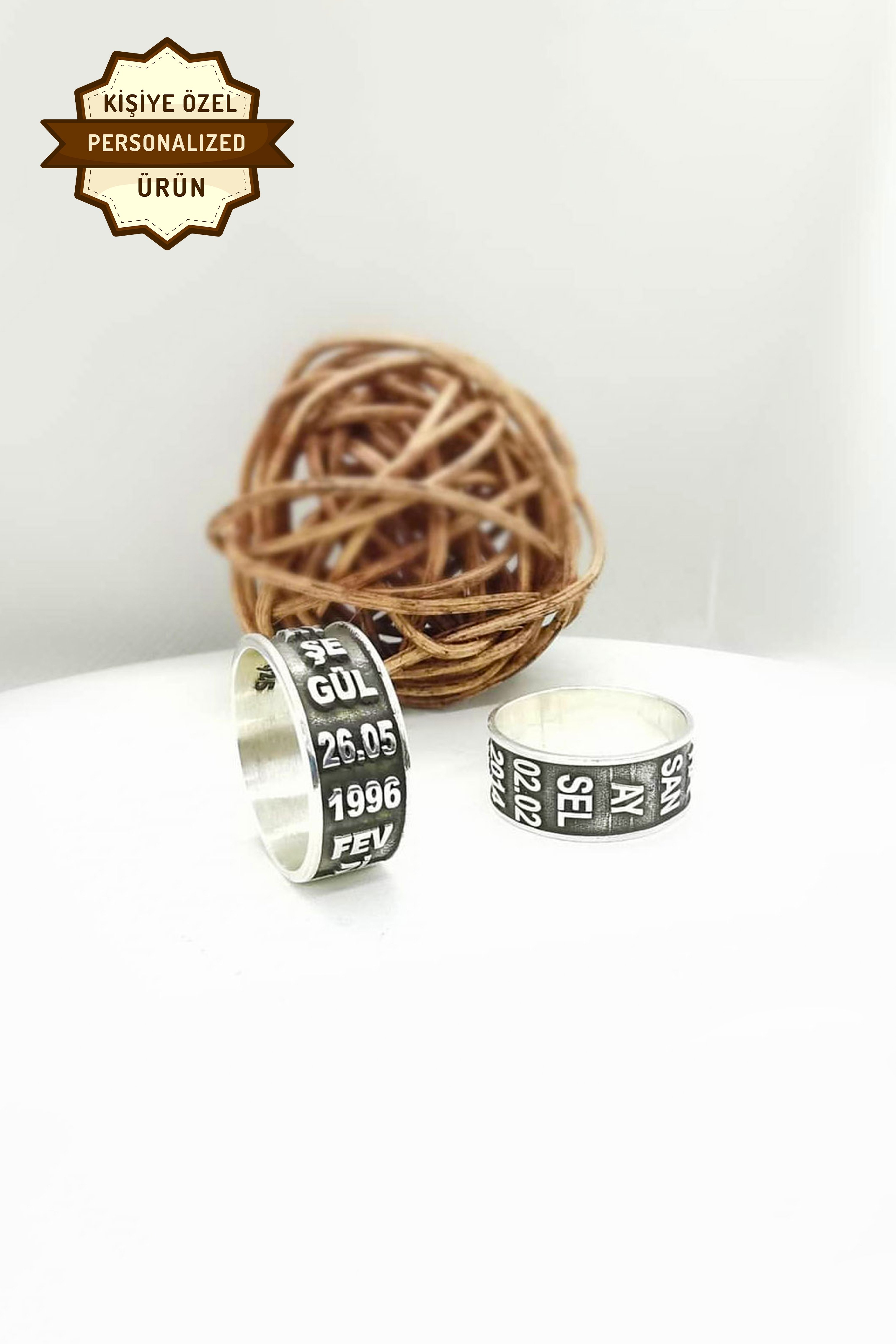 Personalized Wedding Ring With Name & Date