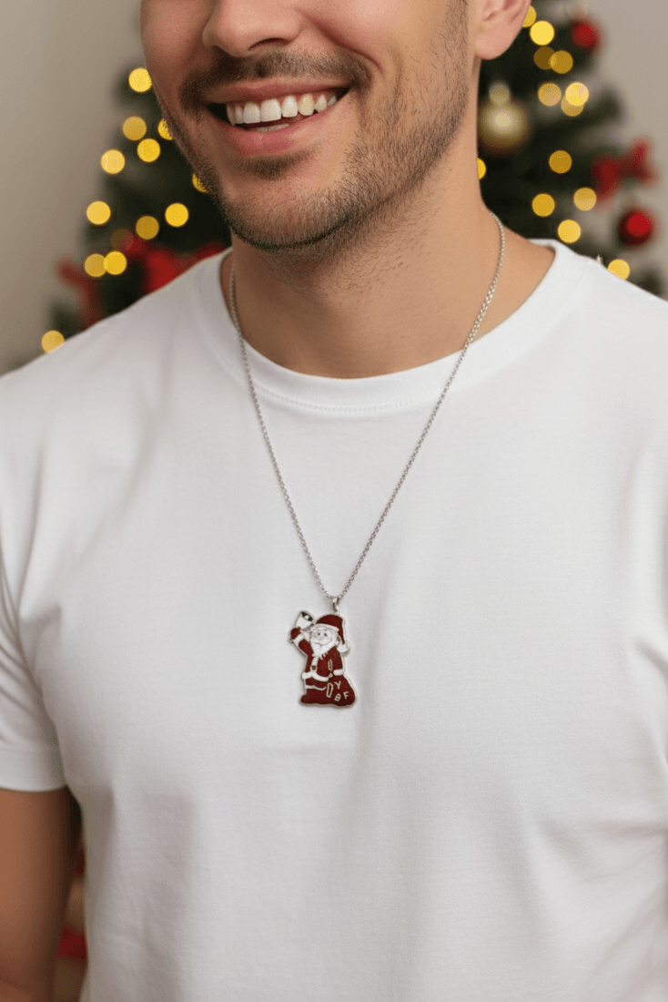 Personalized Santa Claus Silver Necklace