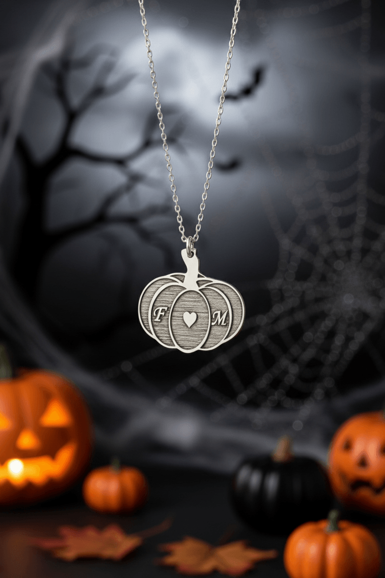 Personalized Initial Pumpkin Necklace