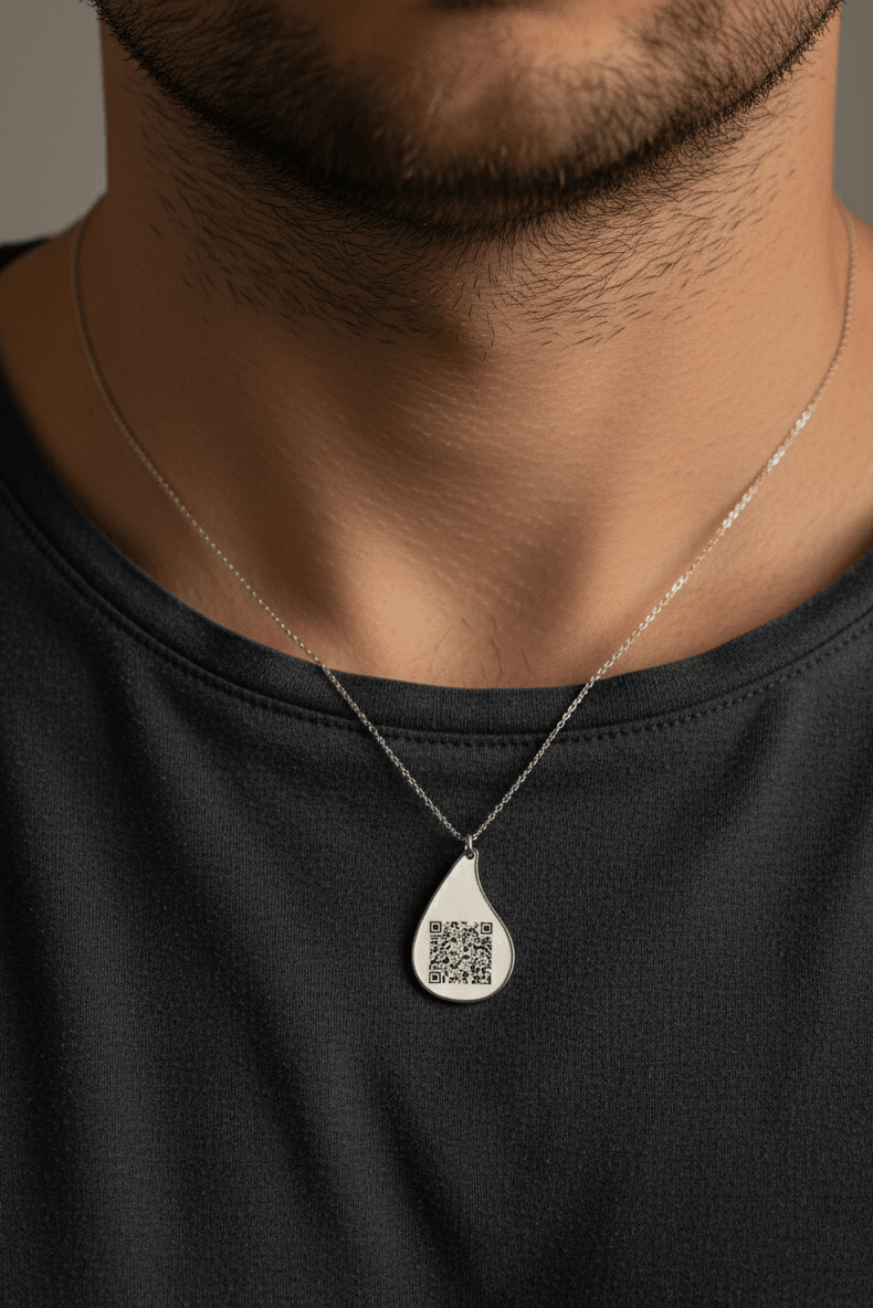 Silver Teardrop QR Code Necklace