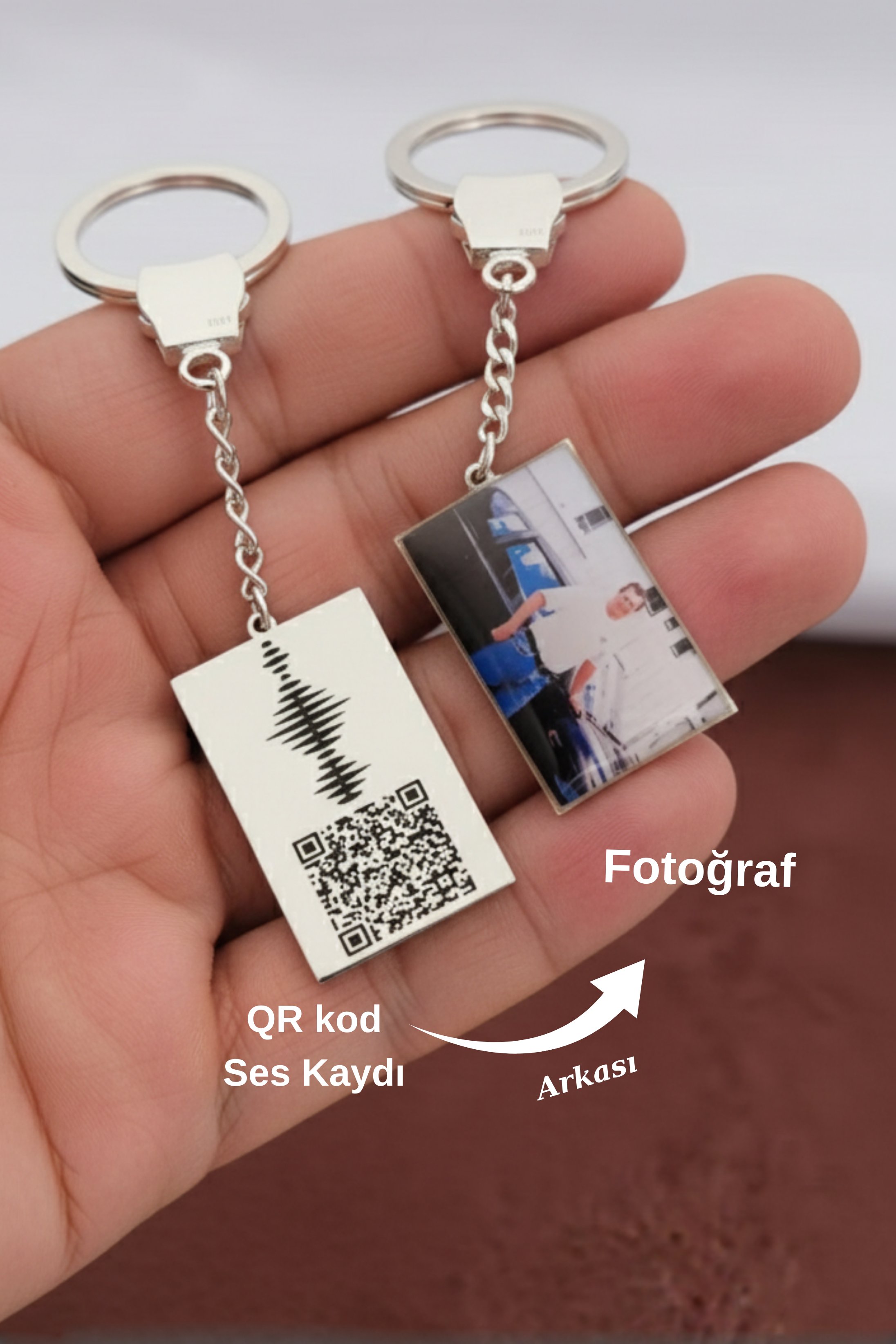 Personalized Memorial QR Code & Photo Keychain