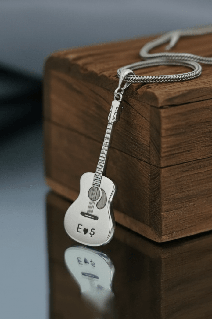 Custom Music QR Code Guitar Necklace