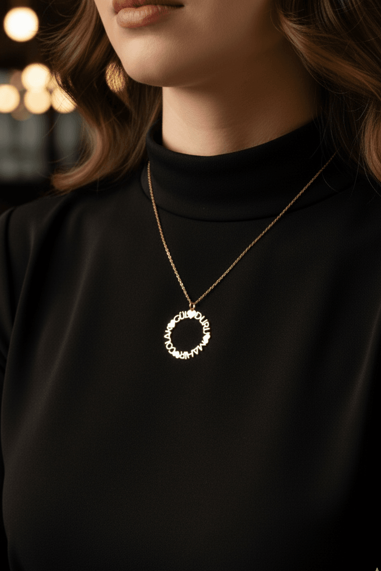 Custom Family Name Circle Necklace