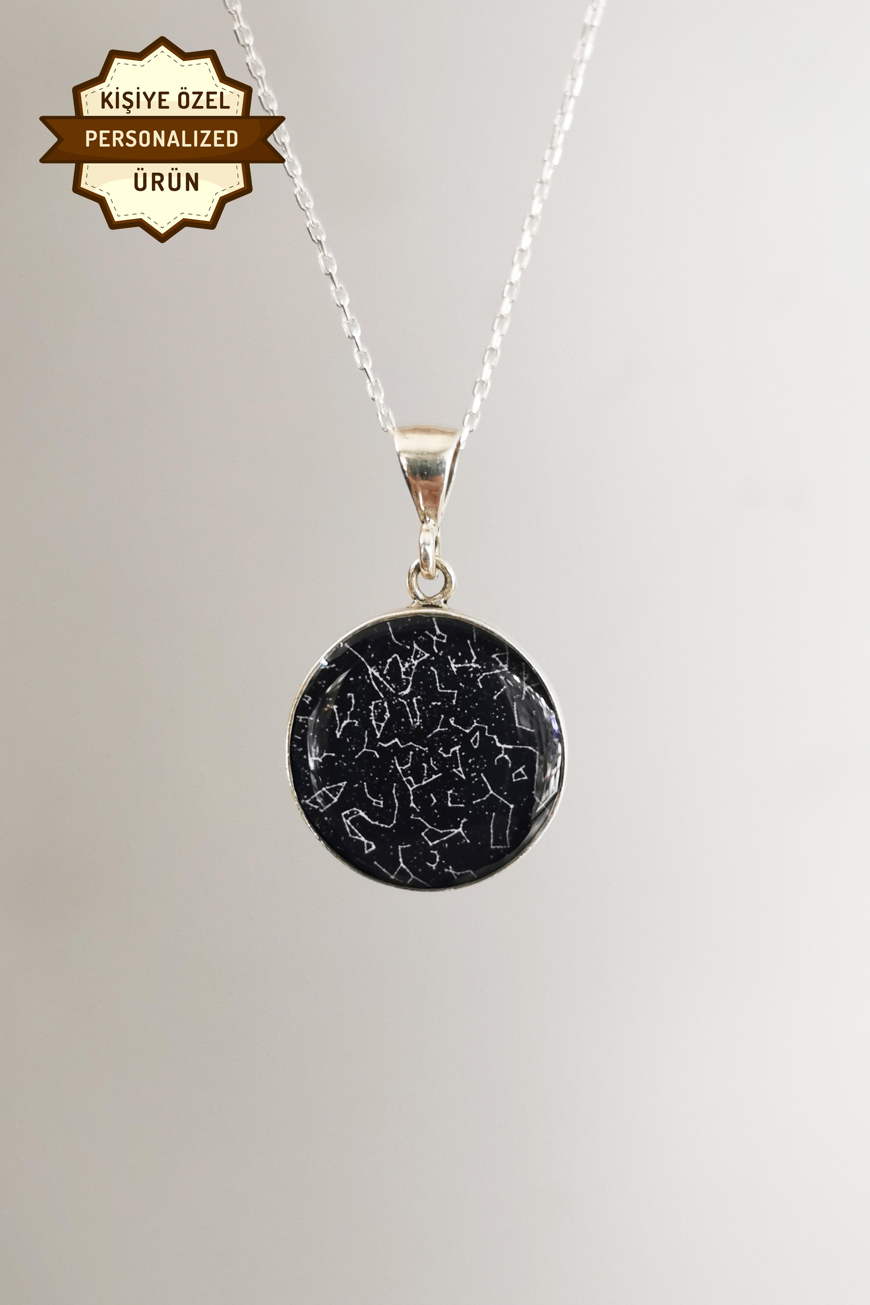 Star Map by Date Round Necklace