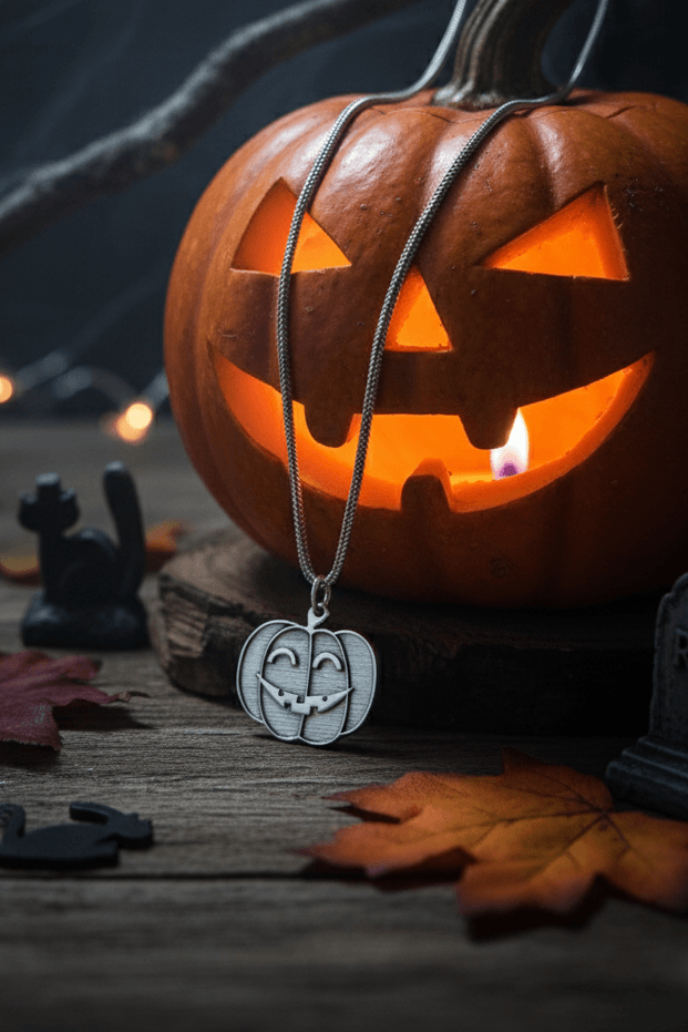 Laughing Pumpkin Sterling Silver Necklace 