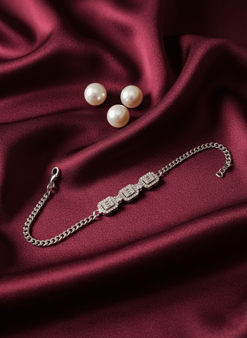Triple Baguette Curb Chain Tennis Bracelet
