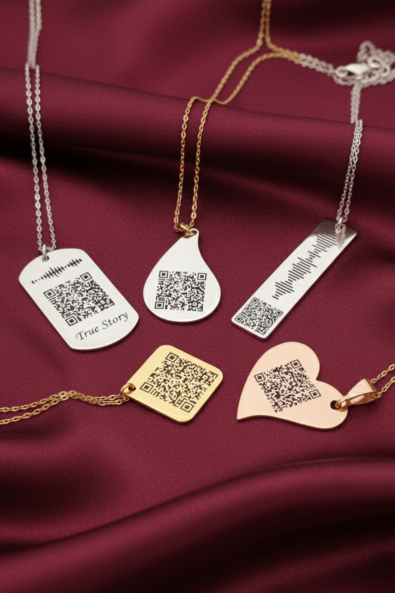 Silver Teardrop QR Code Necklace