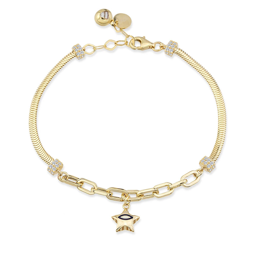 Nazar Mineli Altın Bileklik