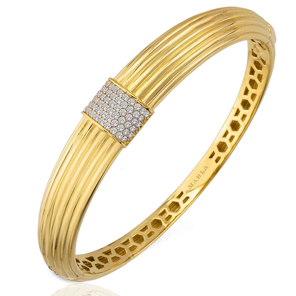 Taş Detaylı Altın Kelepçe