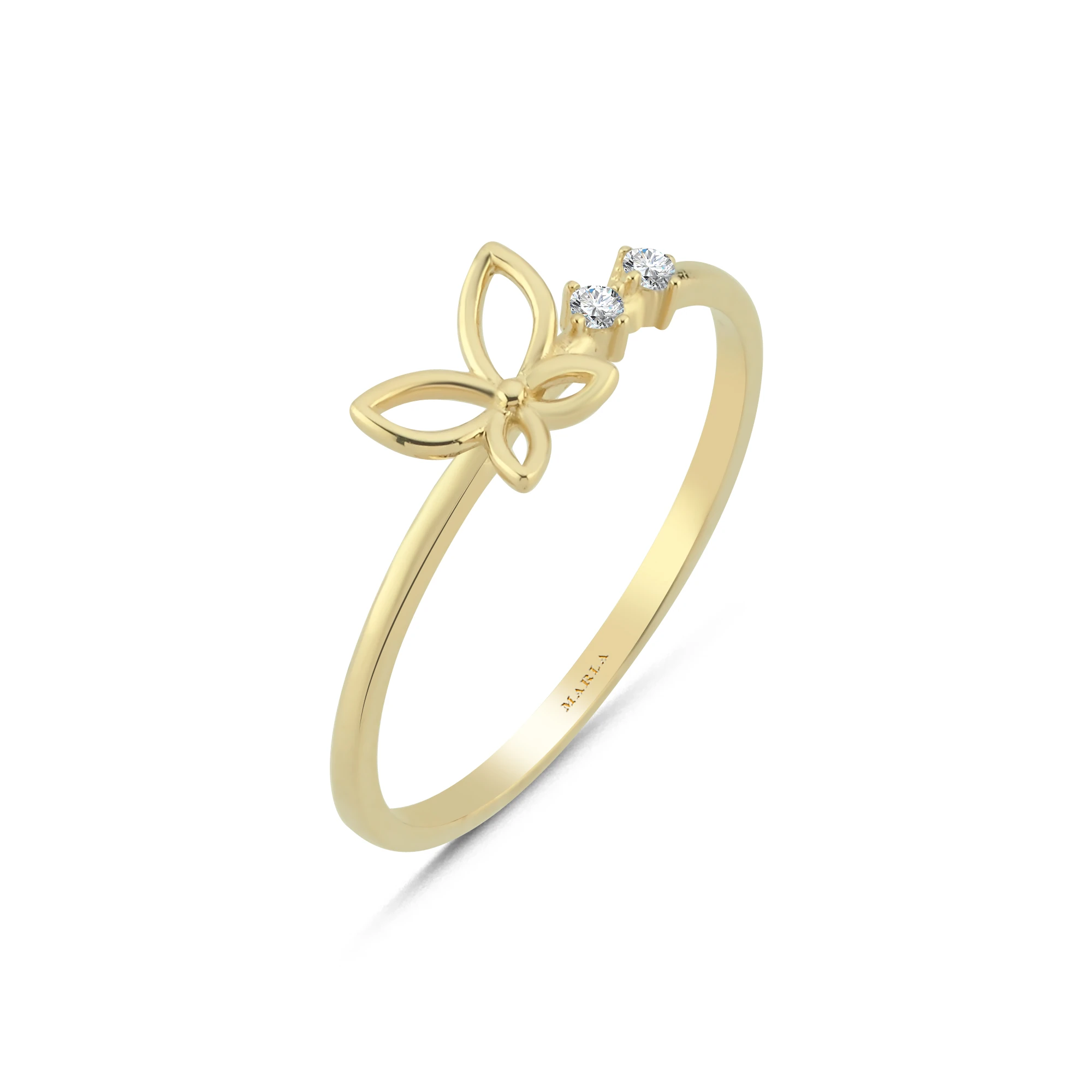 Taş Detaylı Kelebek Altın Yüzük