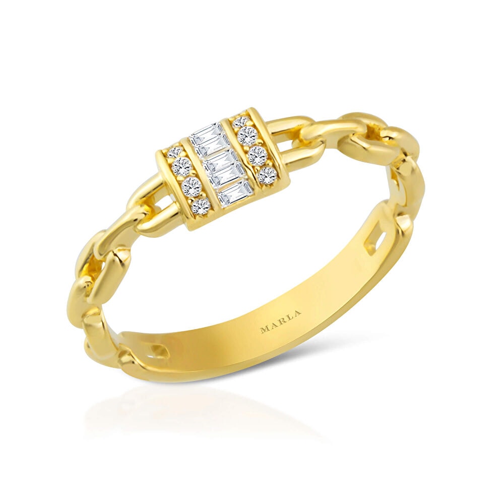 Taş Detaylı Altın Yüzük