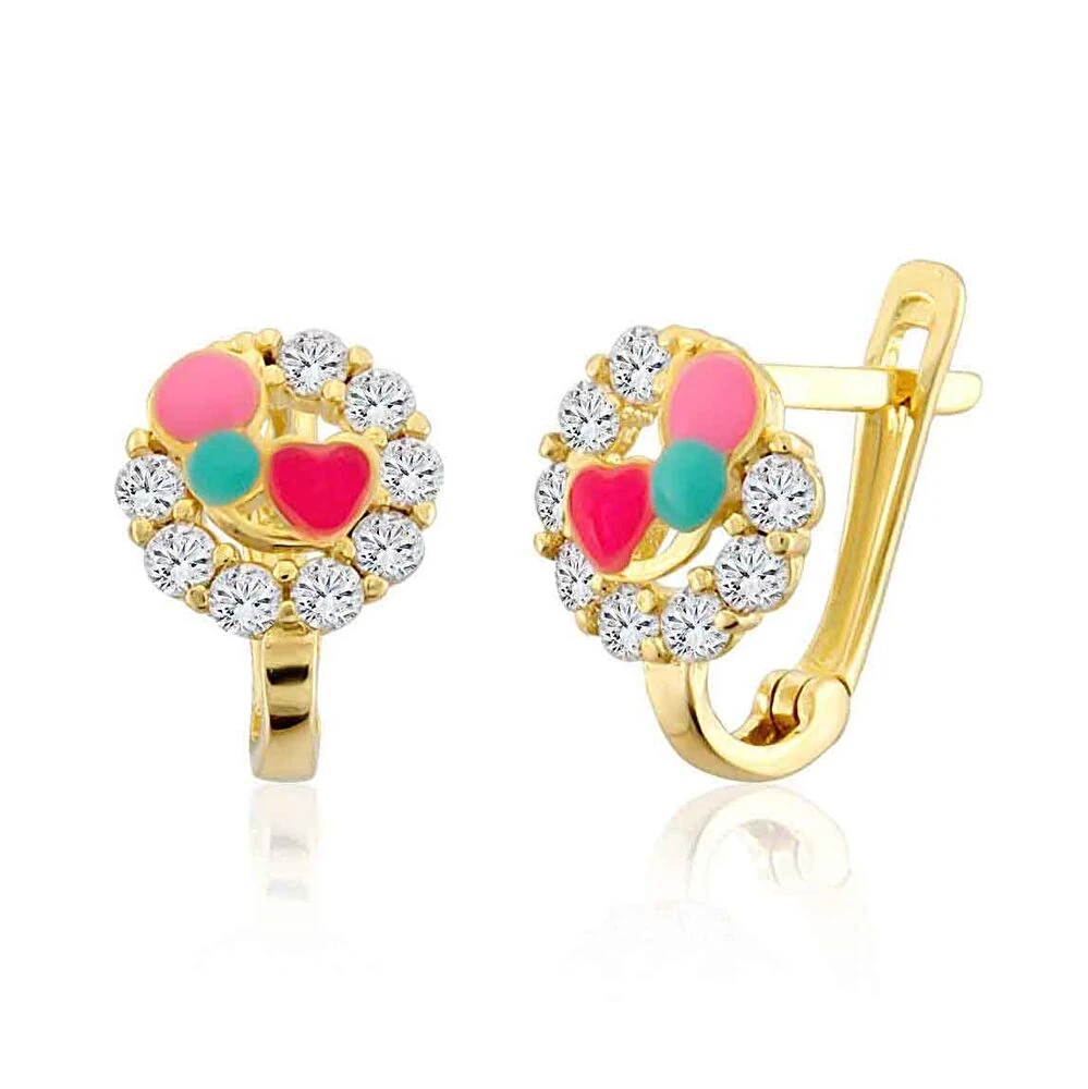 Renkli Mineli Altın Çocuk Küpe