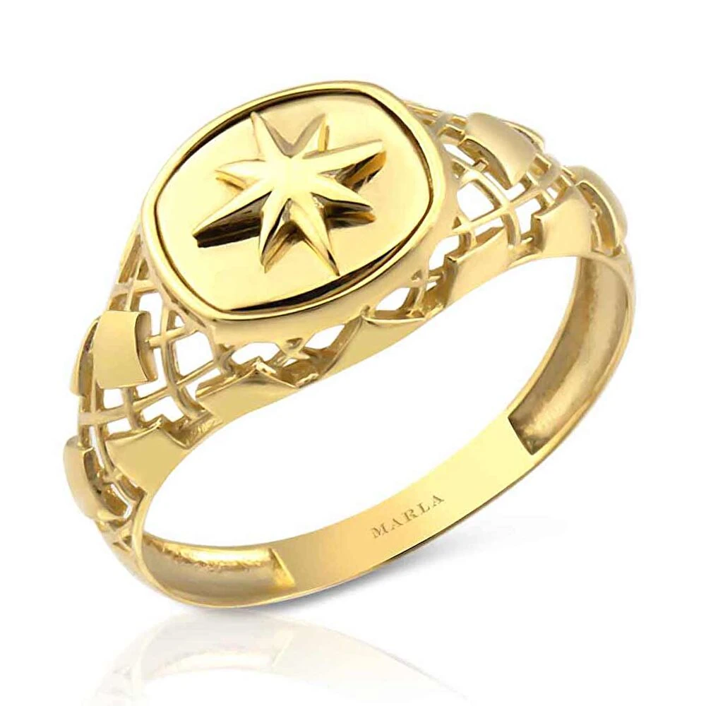 Yıldız Detaylı Erkek Yüzüğü