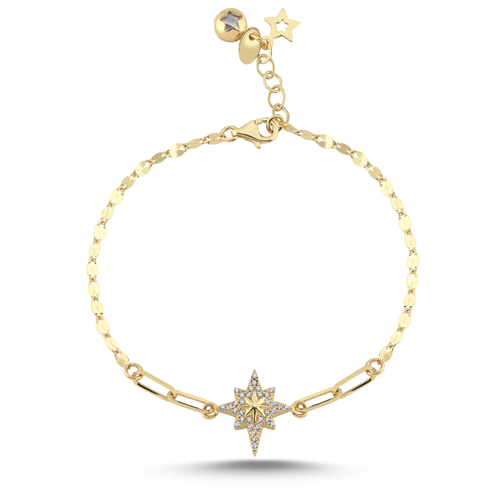 Taş Detaylı Kutup Yıldızı Altın Set