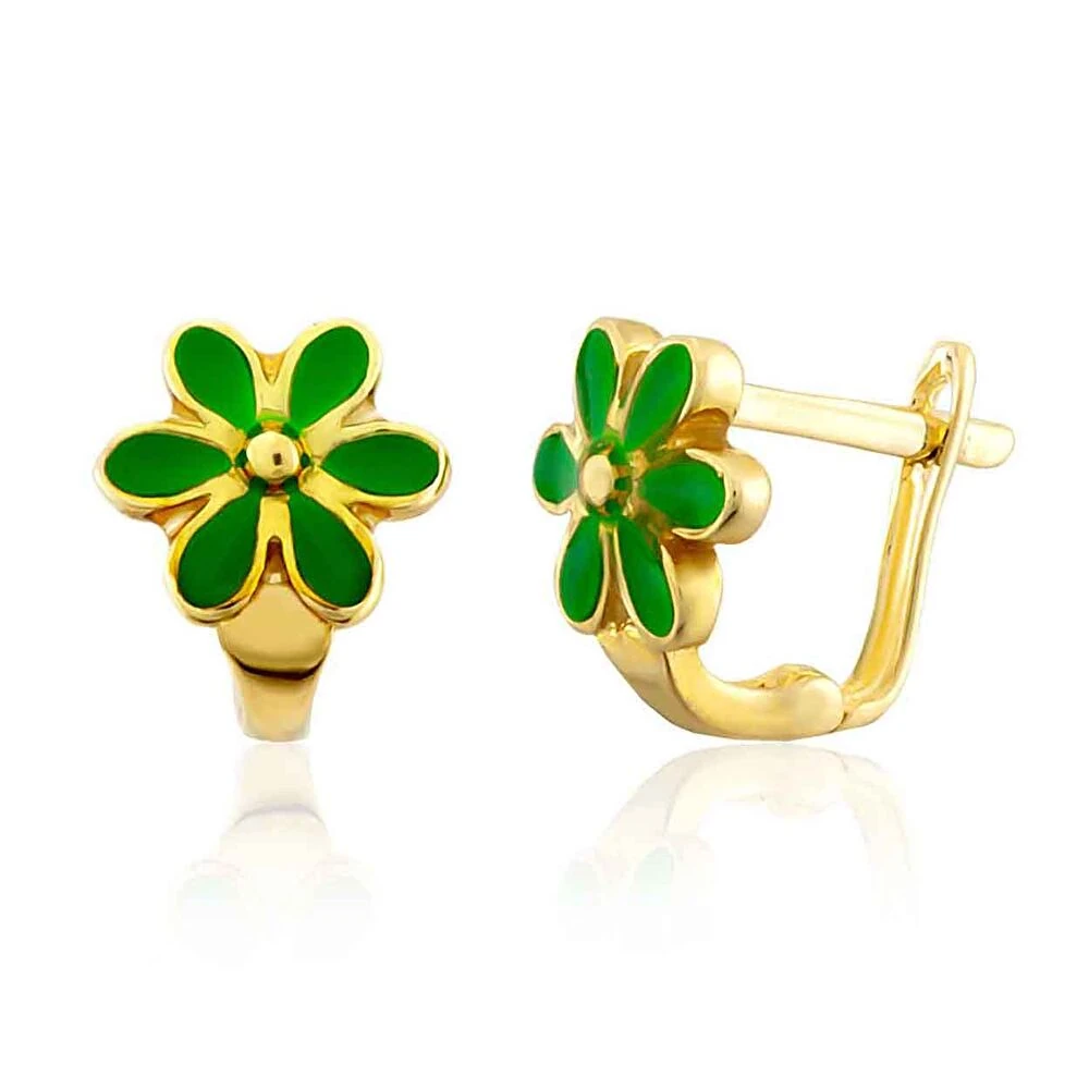 Mineli Çiçek Altın Çocuk Küpe