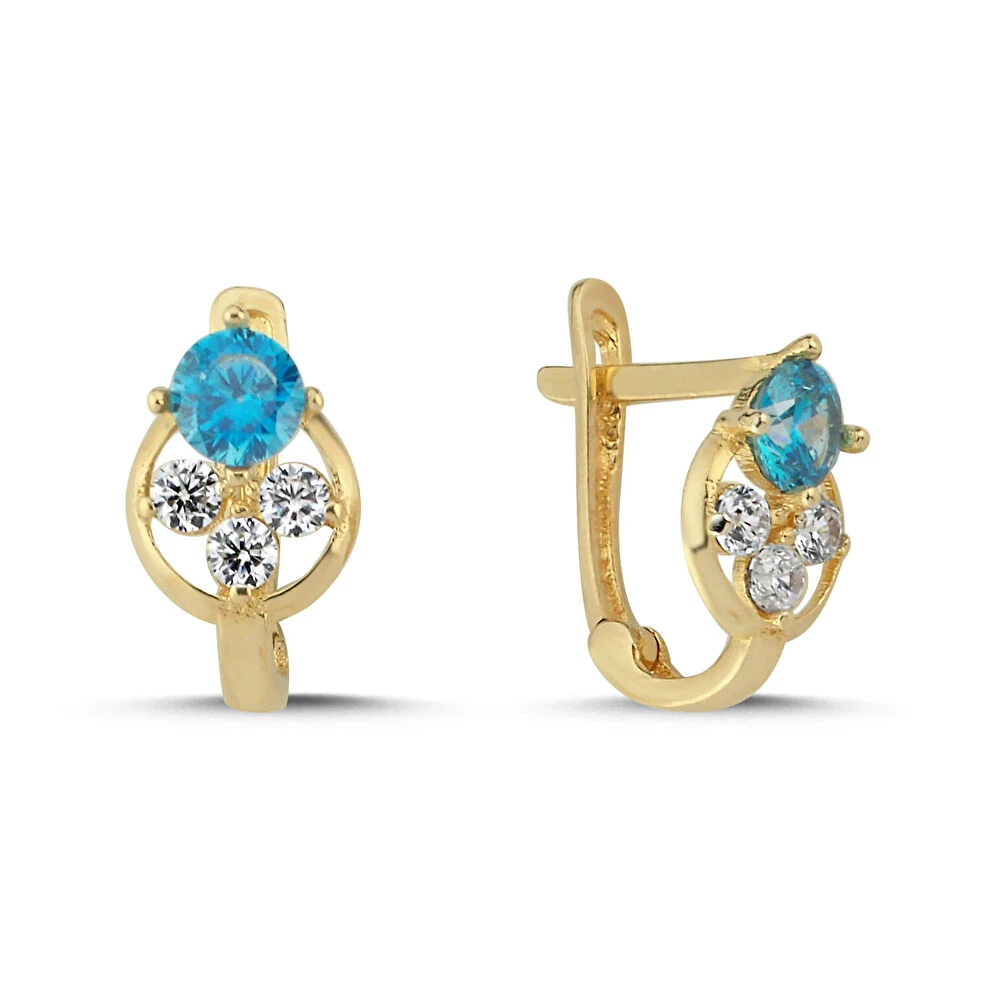 Renkli Taşlı Altın Çocuk Küpe