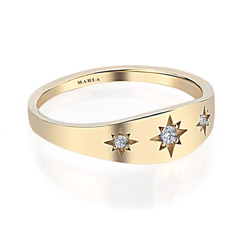 Taş Detaylı Altın Yüzük