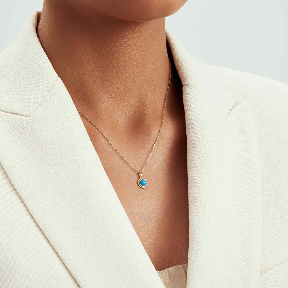 Altın Firuze Taşlı Kolye