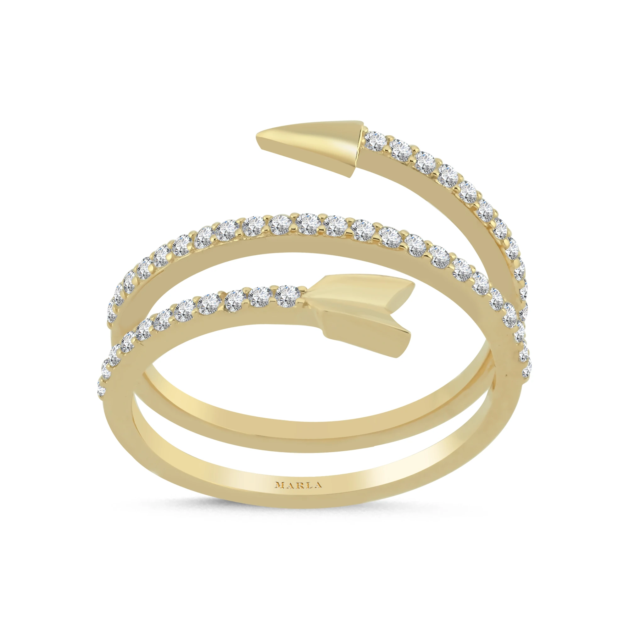 Taş Detaylı Altın Ok Yüzük