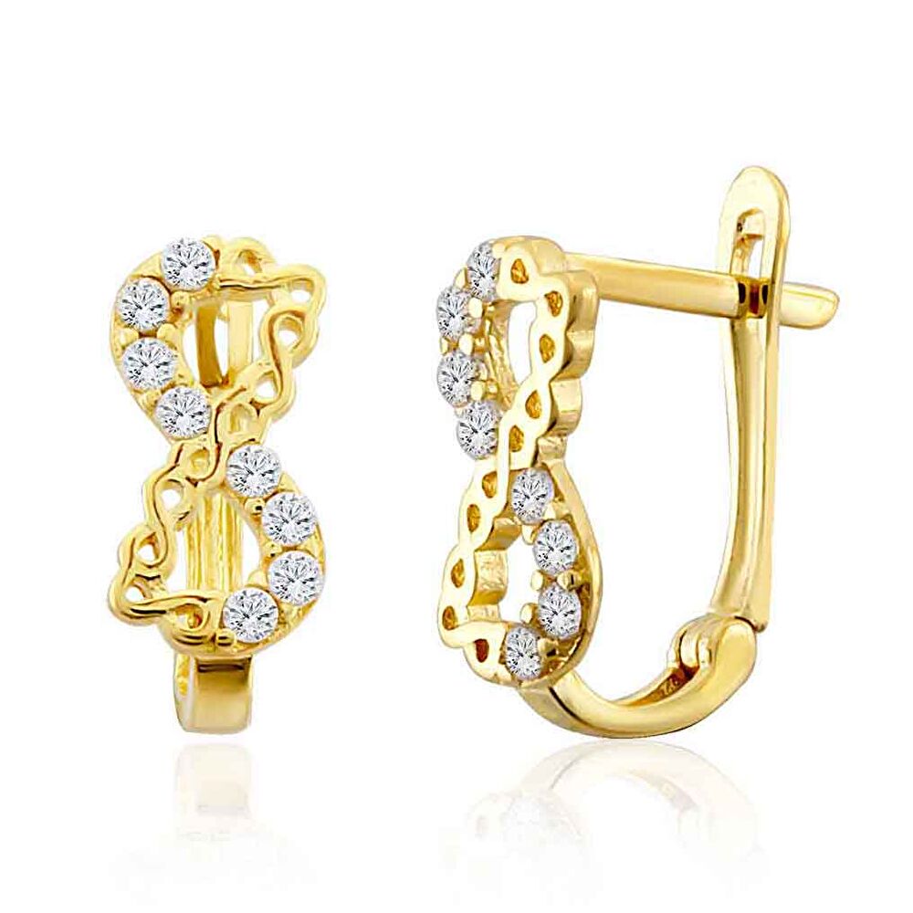 Taşlı Sonsuluk Altın Çocuk Küpe