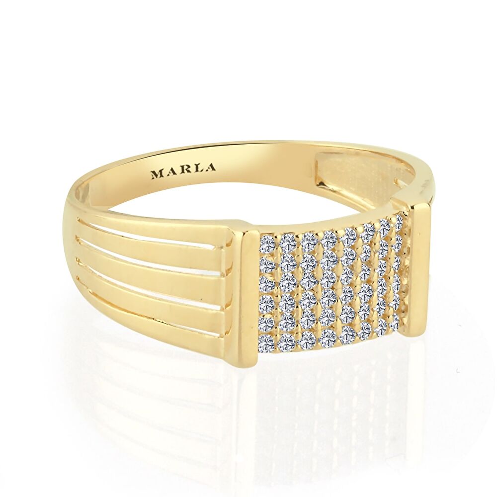 Taş Detaylı Altın Yüzük