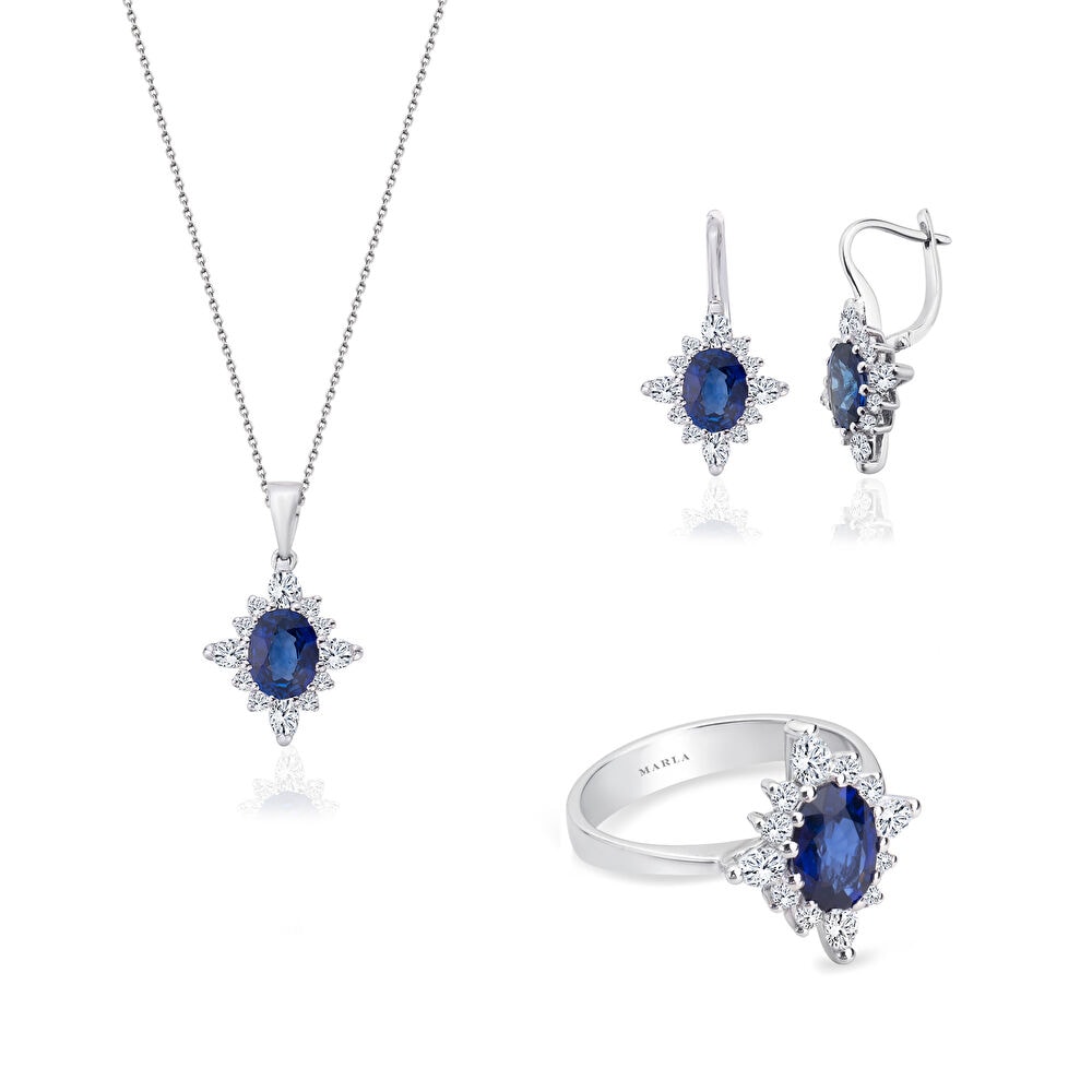 Oval Safir Küpe 0.35 Karat