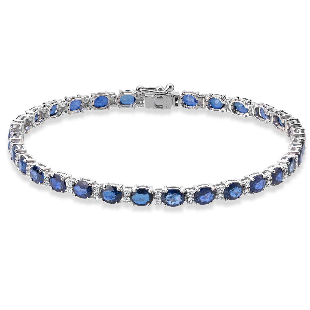 Pırlantalı Safir Bileklik 10 Karat