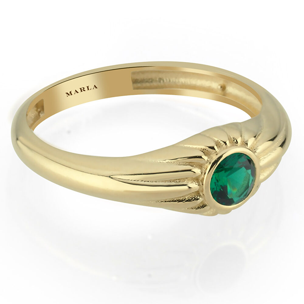 Renkli Taşlı Retro Altın Yüzük