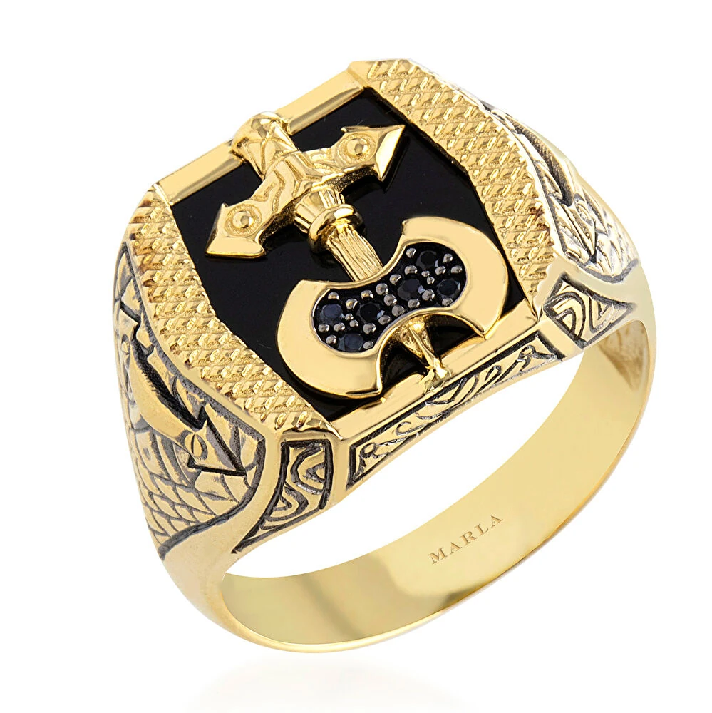 Savaşçı İşlemeli Erkek Yüzüğü