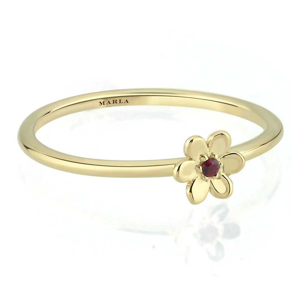 Renkli Taşlı Altın Daisy Yüzük