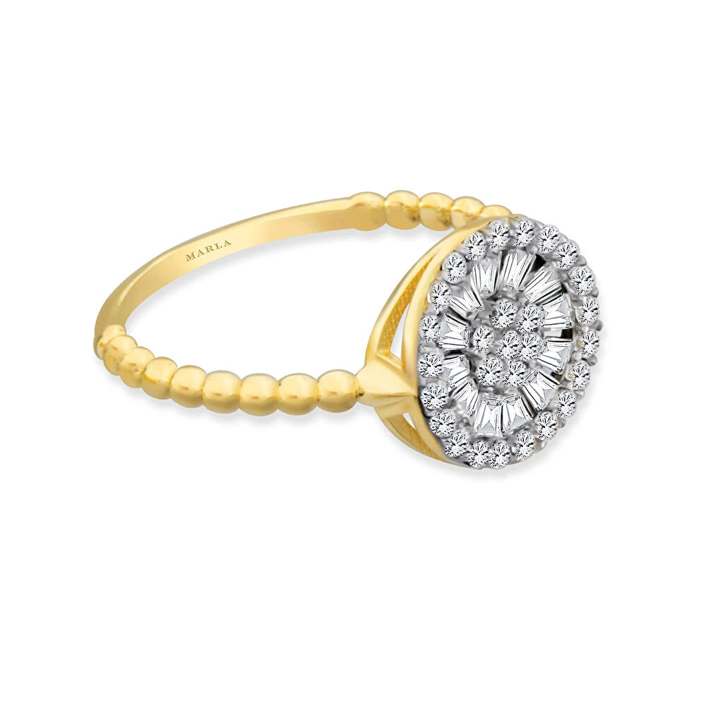 Taş Detaylı Altın Yüzük