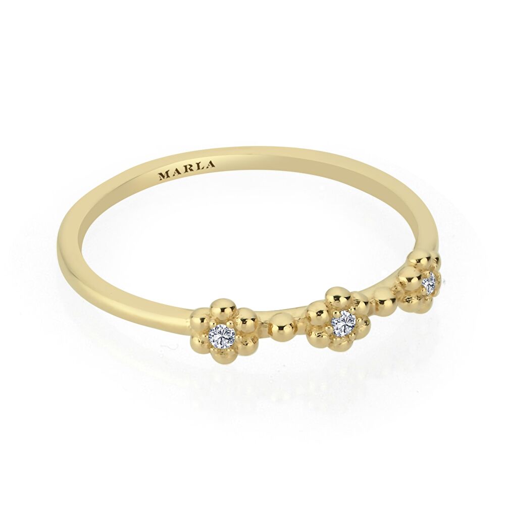 Çiçek Detaylı Altın Yüzük