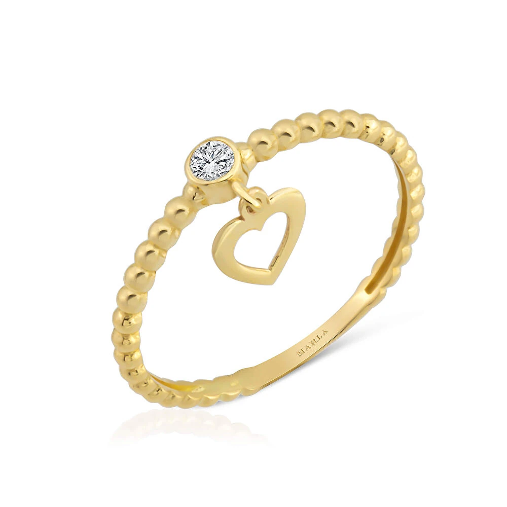Kalp Cahrmlı Altın Yüzük