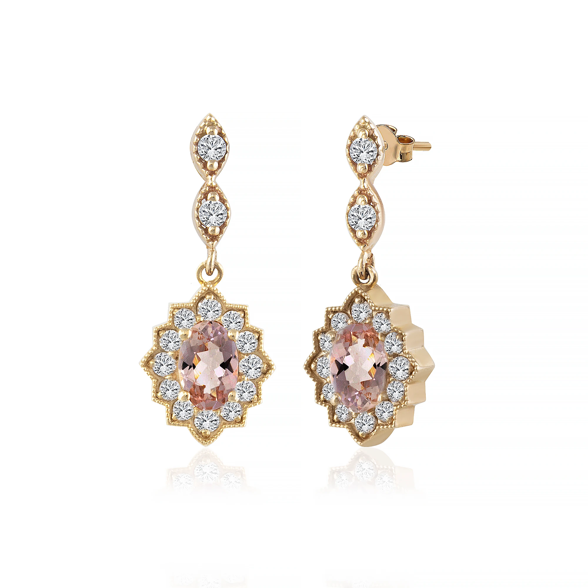 Pembe Safir  Pırlanta Küpe 0.50 Karat