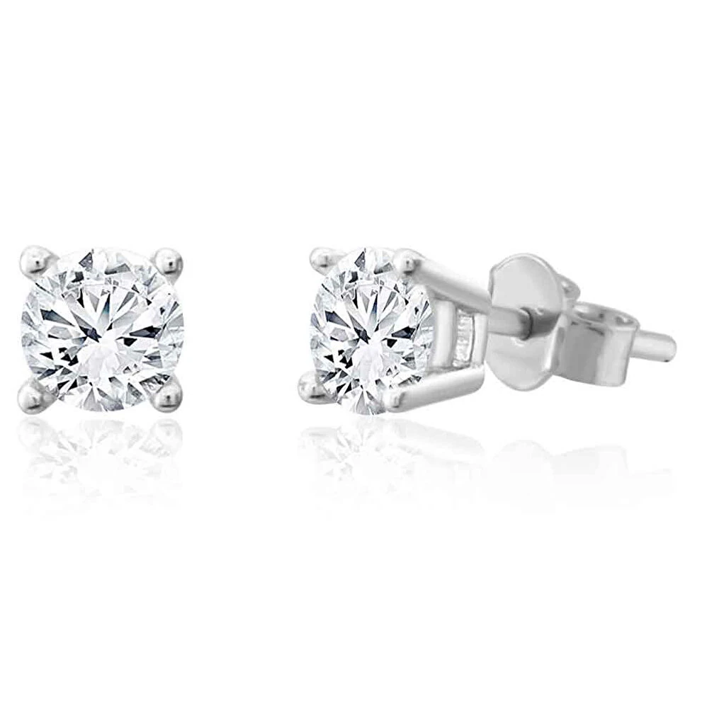 Beyaz Altın Tektaş Küpe