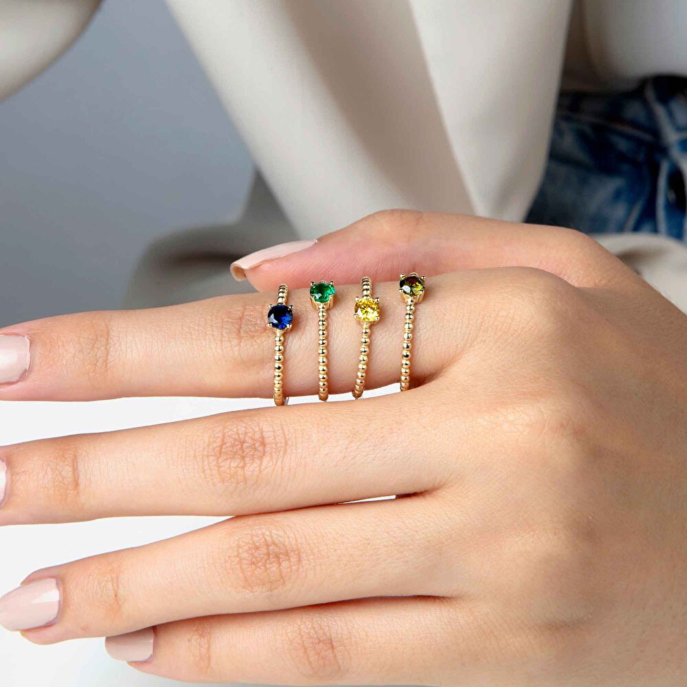 Renkli Taşlı Tektaş Yüzük