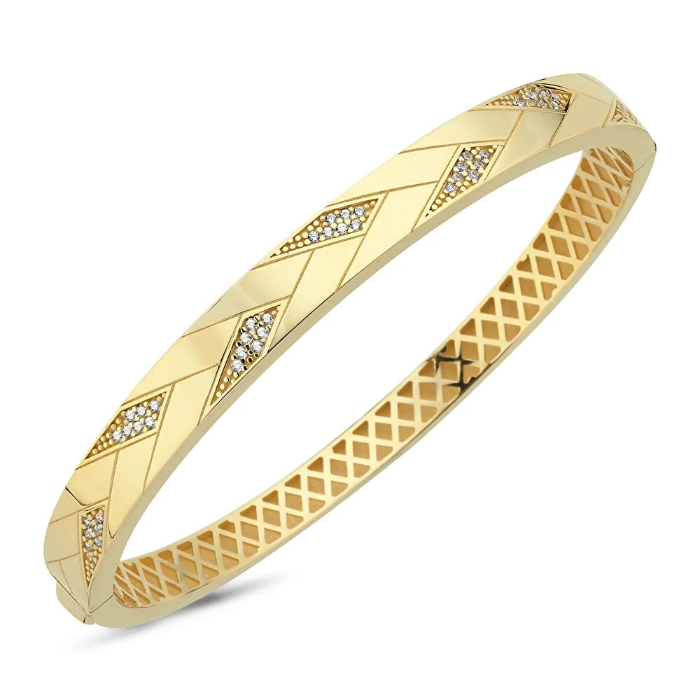 Taş Detaylı Altın Kelepçe