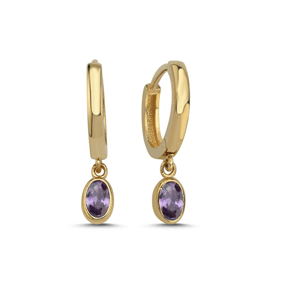 Renkli Taşlı Altın Küpe