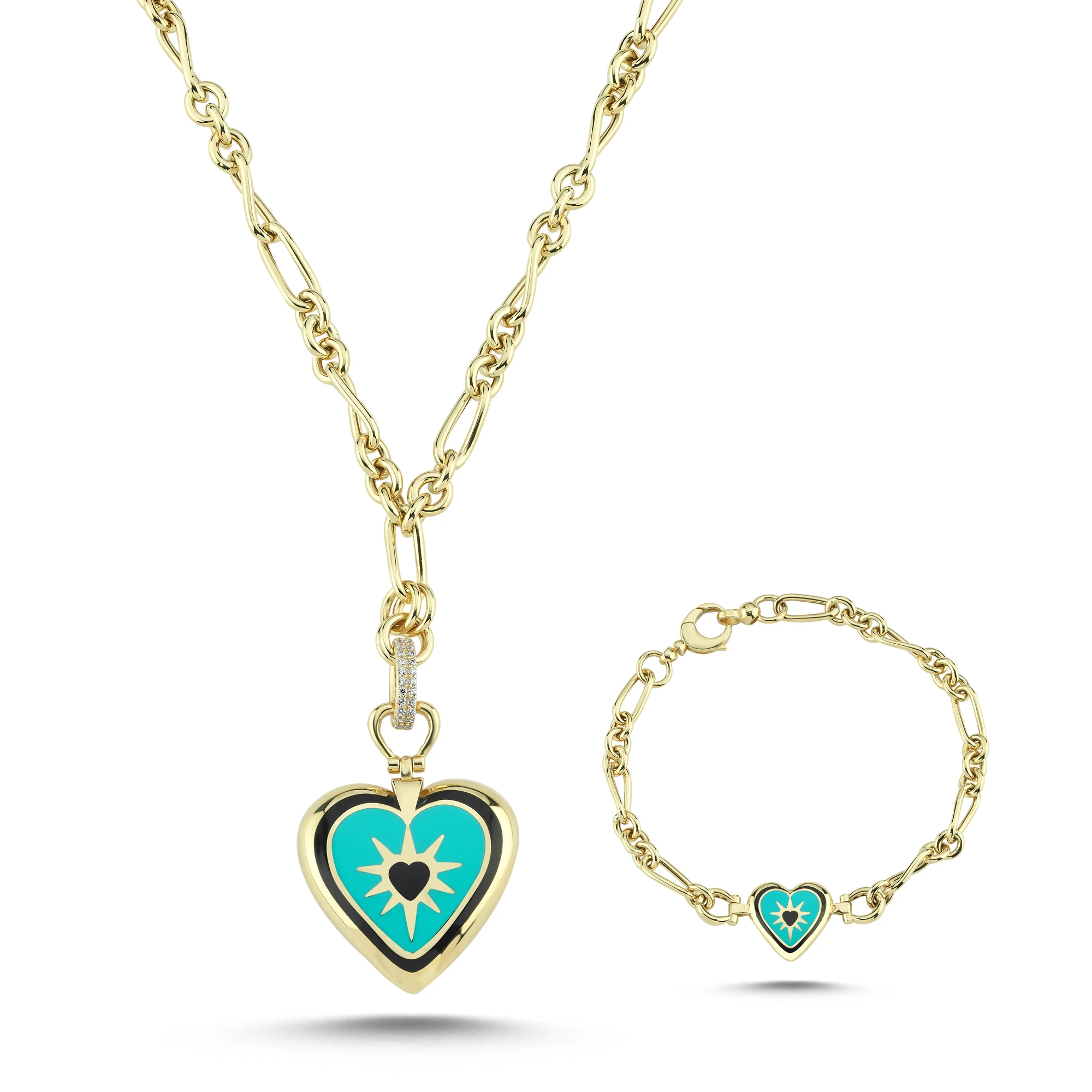 Kalp Mineli Altın Set