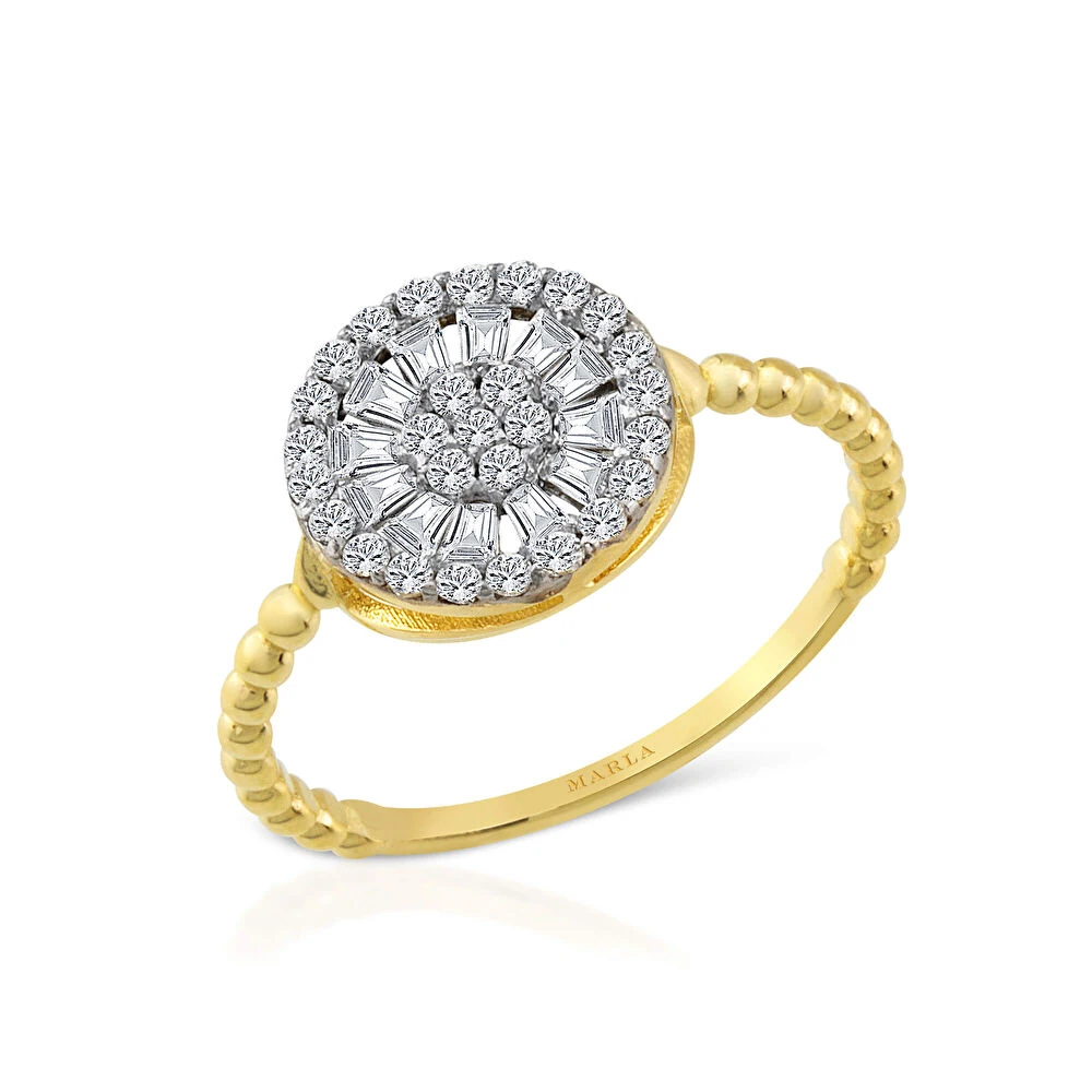 Taş Detaylı Altın Yüzük