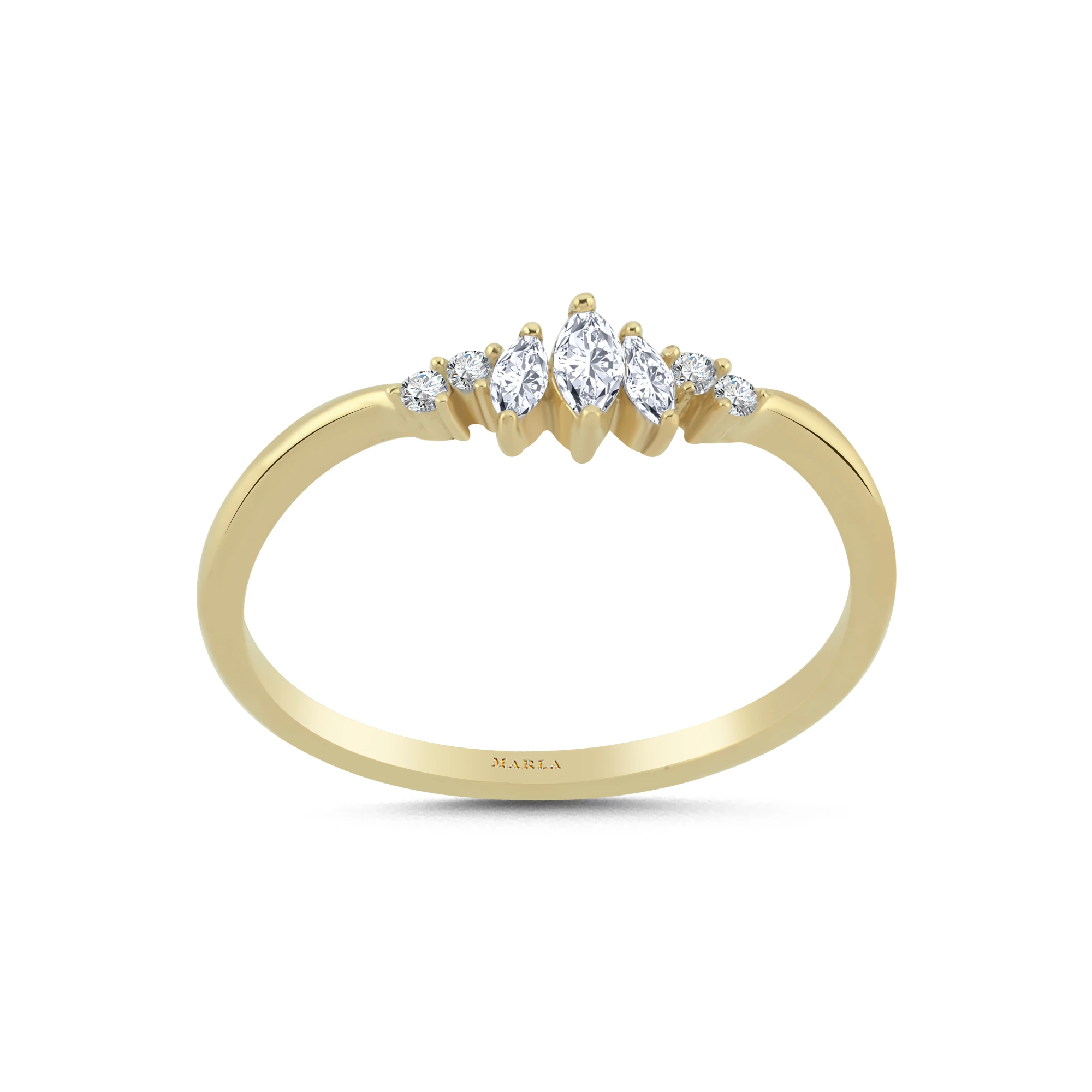 Markiz Taş Detaylı Altın Yüzük