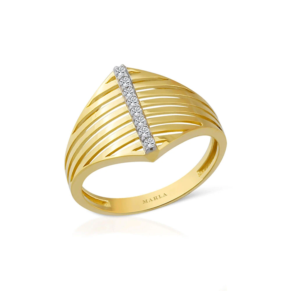 Taş Detaylı Altın Yüzük