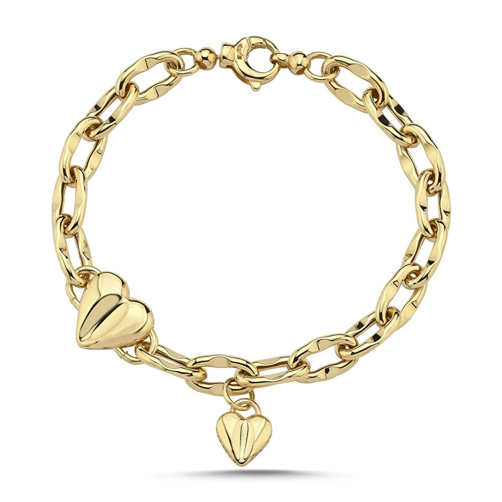 Kalp Charmlı Altın Bileklik